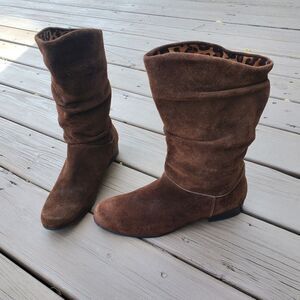 Vintage y2k Brown Suede Leather Slouchy Boho Western Cowboy Cowgirl Boots 10